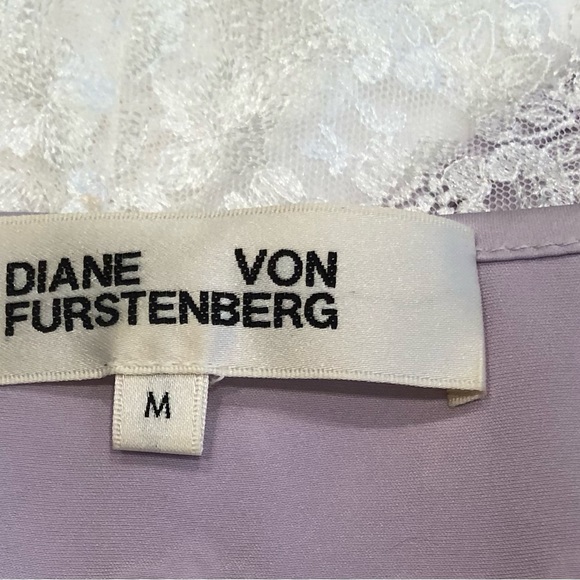 Diane von Fürstenberg Spaghetti Strap Lilac with White Lace Cami Sz M - Picture 9 of 15